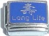 Long life - blue enamel - chinese words 9mm italian charm